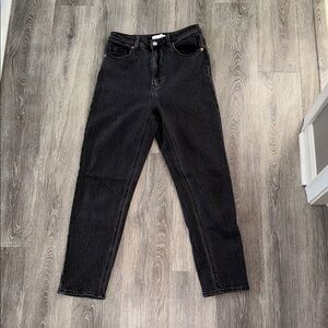 H&M Black High-Rise Tapered Jeans